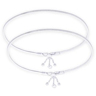 Dazzling Heart Charm Silver Anklets-ANK084