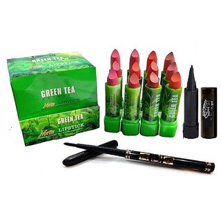                       Swipa Green tea Extraxt matte lipstick set of 12,kajal,black eyeliner-SDL210073                                              