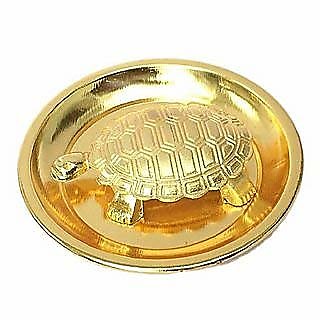 Raviour Lifestyle Brass Fengshui Tortoise with Metal Plate Home Decorative Showpiece For Home Dcor