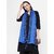 Get Wrapped Blue Polyester Self Design Scarf with Jacquard and Tasselled Border