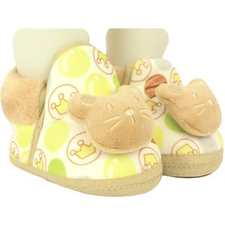 Neska Moda Baby Boys & Girls Brown Cotton Fur Booties/Shoes For 6 To 9 Months-BT441