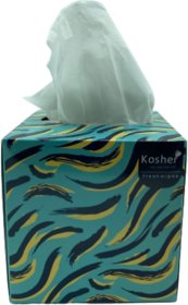 Kosher Green Facial Cube Tissue Box - Pack of 6 - 2 Layered - 80 Pulls in Each, (Total 480 Pulls)