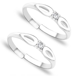                       Petals White Stone Silver Toe Ring-TR251                                              