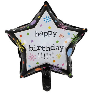                       Hippity Hop Happy Birthday STAR SHAPE  Printed Round (18 inch) Foil Balloon Pack of 1 (Color-Multicolor)                                              