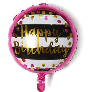                       Hippity Hop Happy Birthday PINK BORDER  Printed Round (18 inch) Foil Balloon for Pack of 1 (Color-Multicolor)                                              