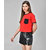 Raabta Red Tee With Black Pocket Half Sleeves