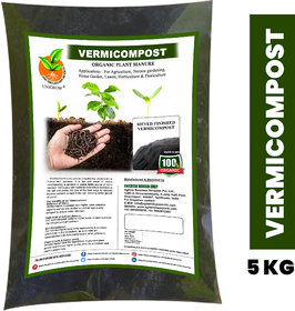 UNIGROW Vermicompost Organic Fertilizer (5 kgs pack) - Pure Earthworm castings for home gardening and agriculture