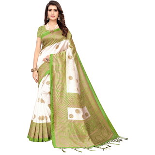                      Meia Green Art Silk Printed Saree                                              