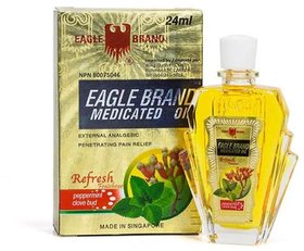 Eagle Brand Medicated oil 24ml Singapore Product (Refresh - Peppermint  Clove bud) Pack of 1