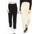 Dollar Missy Women Pack of 2 Straight Fit Solid Cigarette Trousers- Black and Skin