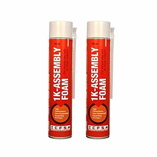 ICFS 1k Assembly Polyurethane Expansion PU Foam Spray, 750 ml, Light Yellow - Pack of 2