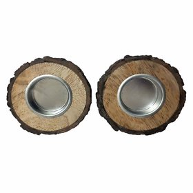 Natural Handmade Round Wooden Tealight Candle Holder/Stand for Home, Office, Party Decoration  Decorative Gift Item, Se