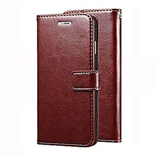                       Vintage Flip Cover Leather Case  Inner TPU, Leather Wallet Stand for OPPOREALME 6PRO (Brown)                                              