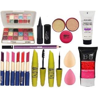                       All in one makeup combo kit for  women -SDL210029(6pcs lipstick, 2in1 compact ,BB rose cream, primer, 18colour eye shado                                              