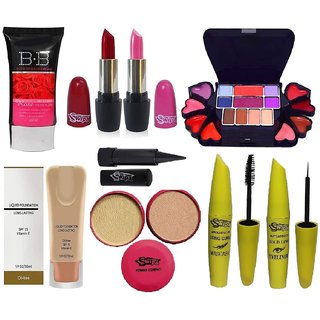                       Swipa make up combo kit combo-SDL210031(BB Rose cream, makeup kit(3746),red pink lipstick, foundation(30ml), 2in1 compac                                              