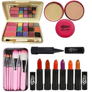                       Swipa makeup combo set-SDL210032(12colour eyeshadow, 2in1 compact, 7pcs makeup brush, 6pcs lipstick, kajal)                                              