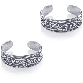                       Oxidise Crafted Silver Toe Ring-TR454                                              