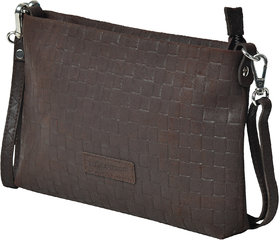 AQUADOR brown genuine leather sling bag(AB-S-1468-Brown)