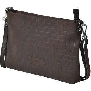 AQUADOR brown genuine leather sling bag(AB-S-1468-Brown)
