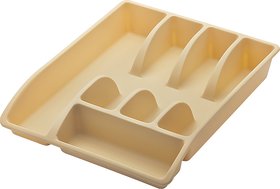 Plastic Cutlery 5 Compartments Organizer - Beige