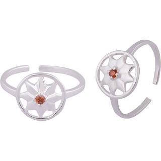                       Flower Zircon Silver Toe Ring-TRMX106                                              