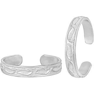                       Matte Engraved Silver Toe Ring-TRRD049                                              