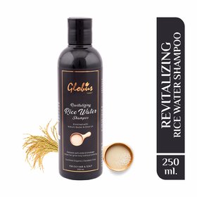 Globus Naturals Revitalizing Rice Water Shampoo 250 ml  Enriched with Kokum Butter  Olive Oil  Reduces split-ends  b