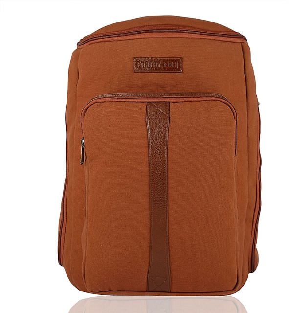 Earthy Fab Laptop Bag, Canvas Leather Material, Vintage Look. 16 Inch  Laptop Backpack. 30 L Laptop Backpack Cinnamon - Price in India