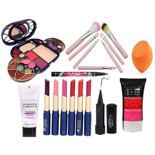                       Swipa beauty for girl's  women (8088-makeup kit7brush,puff,36 hrs eyeliner,bb rose,6 pcs matte lipstick,kajal)sdl210103                                              