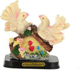 KESAR ZEMS Capodimonte Statue Of LOVE BIRDS DOVE FIGURINE - D (9 X 6 X 9 CM) Multicolor
