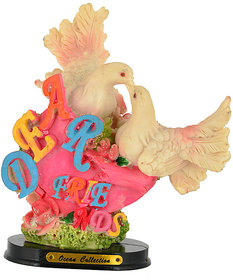 KESAR ZEMS Capodimonte Statue Of LOVE BIRDS DOVE FIGURINE -A (12 X 5 X 15 CM) Multicolor.