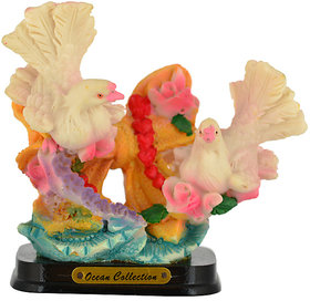 KESAR ZEMS Capodimonte Statue Of LOVE BIRDS DOVE FIGURINE - I (10 X 5 X 9 CM) Multicolor