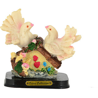                       KESAR ZEMS Capodimonte Statue Of LOVE BIRDS DOVE FIGURINE - D (9 X 6 X 9 CM) Multicolor                                              