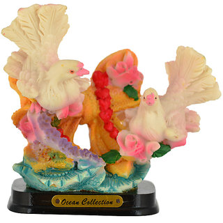 KESAR ZEMS Capodimonte Statue Of LOVE BIRDS DOVE FIGURINE - I (10 X 5 X 9 CM) Multicolor