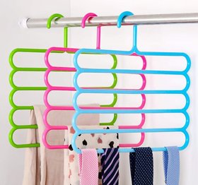 Mugdha Enterprise 5 Layer Clothes Hanger Wardrobe Storage Organizer , (Set of 1 )(Multicolored)