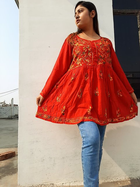 short frock kurti for jeans