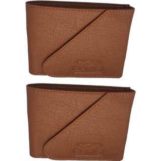 GARGI Men Tan Artificial Leather Wallet (Set of 2)