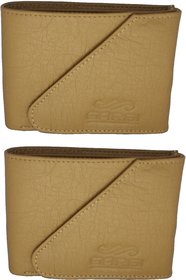 GARGI Men Beige Artificial Leather Wallet (Set of 2)