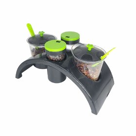 Dining Spice stand/Salt and Pickle Tray/Spice Container Jar  with Lid and 2 Spoon ,(4 in 1 set) Salt/Pickle/Spice tray