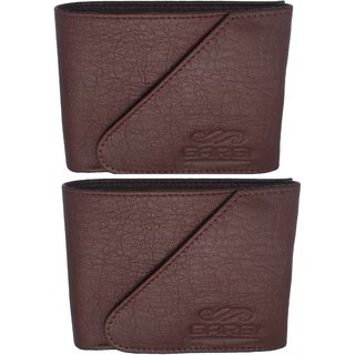                       GARGI Men Brown Artificial Leather Wallet (Set of 2)                                              