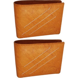                       GARGI Men Tan Genuine Leather Wallet (Set of 2)                                              