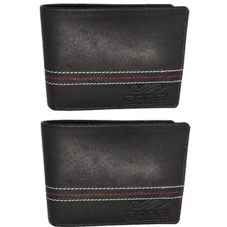                       GARGI Men Black Genuine Leather Wallet combo offer                                              