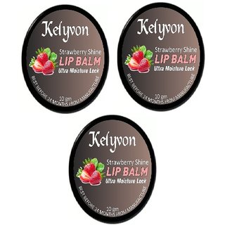 Kelyvon 100 Natural lip care product with Stawberry Shine Lip Blam-30g pack of 3 Strawberry