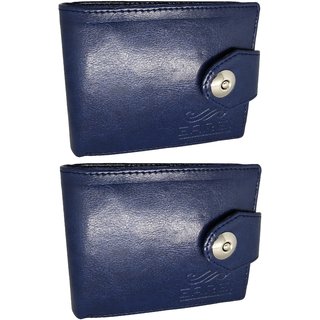                       GARGI Men Blue Artificial Leather Wallet (Set of 2)                                              