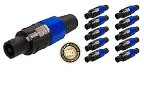 10pcs 4P Pole Speakon Connector Male Plug Speaker Connector 4P Blue Ring