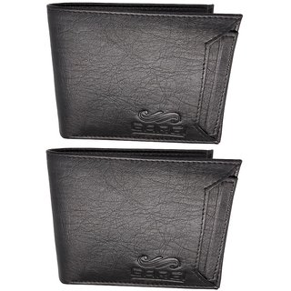                       Gargi Men Black Artificial Leather Wallet ( Set of 2)                                              