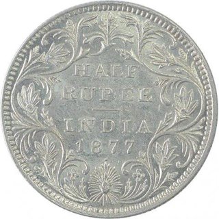 HALF rupees silver coin 1877 very rare circulated HALF rupees silver coin 1877 very rare circulated