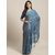 Meia Teal Blue Casual Poly Georgette Solid Saree With Unstitched Blouse