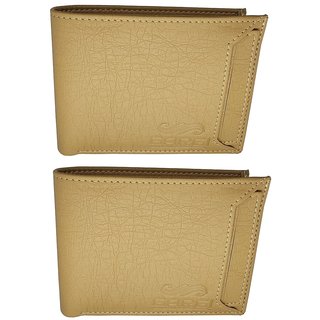                       Gargi Men Beige Artificial Leather Wallet ( Set of 2)                                              