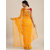 Meia Yellow Solid Party Chiffon Woven Border Saree With Unstitched Blouse